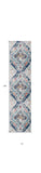 13' Runner Blue and Ivory Medallion Runner Rug - Homeroots