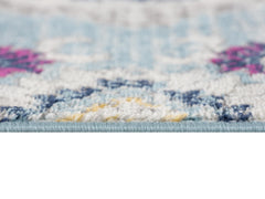 15' Runner Blue and Ivory Medallion Runner Rug