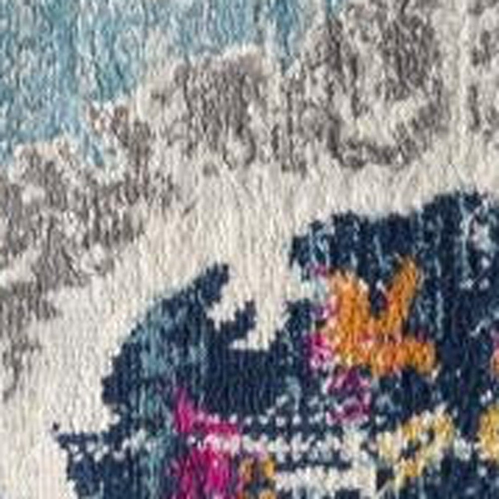 3' X 5' Blue and Ivory Medallion Area Rug