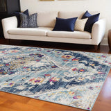 8' X 10' Blue and Ivory Medallion Area Rug - Homeroots - Flyclothing LLC