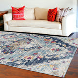 9' X 13' Blue Distressed Medallion Area Rug - Homeroots