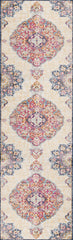10' Runner Blue and Beige Medallion Runner Rug