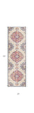 10' Runner Blue and Beige Medallion Runner Rug - Homeroots