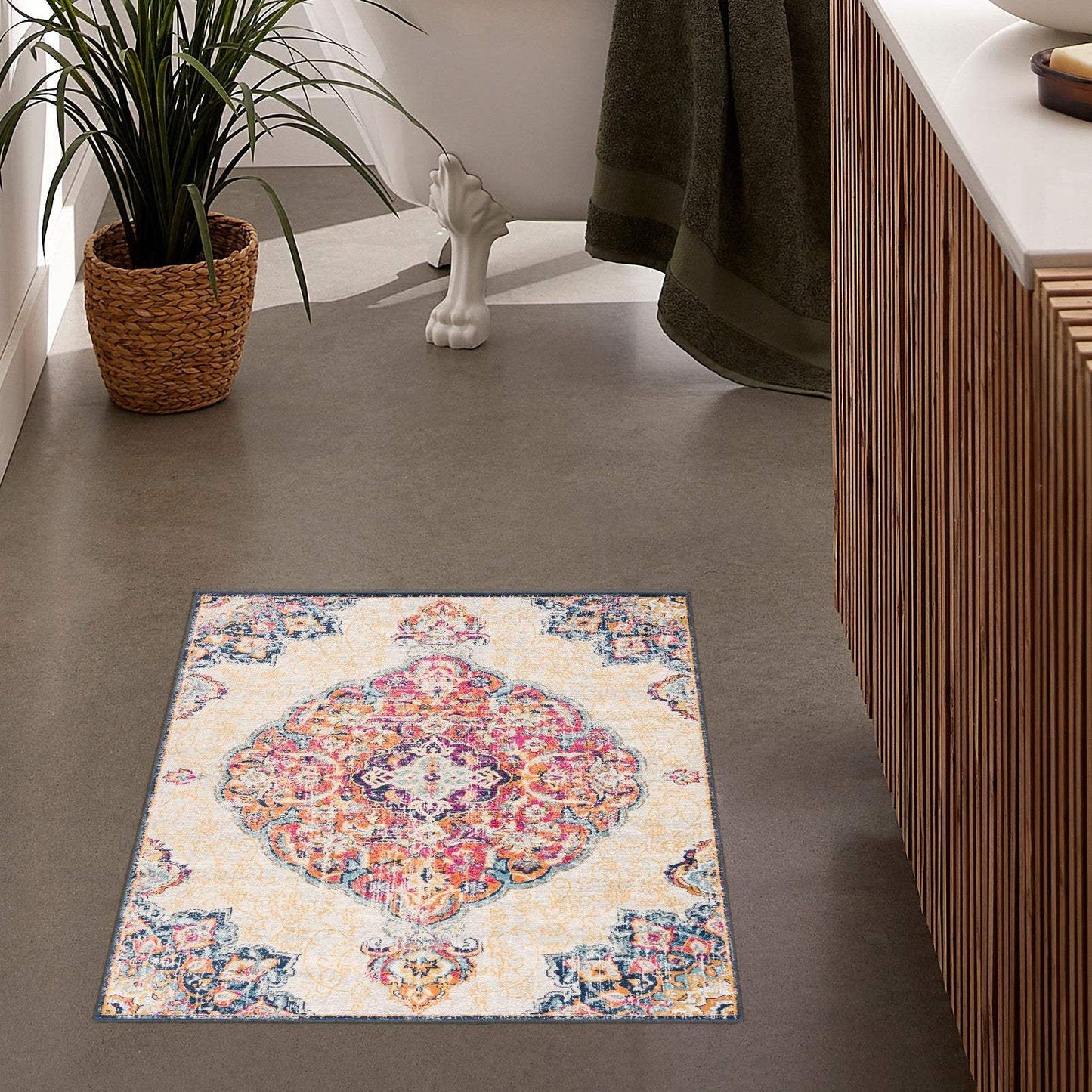 2' X 4' Blue and Beige Medallion Area Rug - Homeroots - Flyclothing LLC