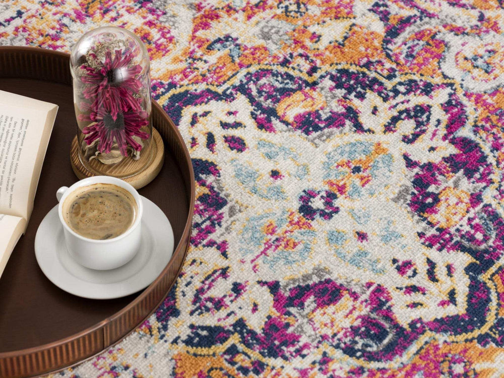 2' X 4' Blue and Beige Medallion Area Rug - Homeroots - Flyclothing LLC