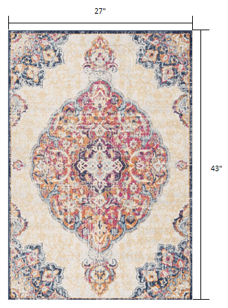 2' X 4' Blue and Beige Medallion Area Rug - Homeroots - Flyclothing LLC