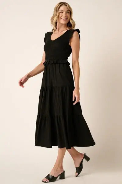 Mittoshop Smocked Ruffled Tiered Midi Dress - Trendsi - Flyclothing LLC