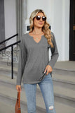Notched Long Sleeve T-Shirt - Trendsi - Flyclothing LLC