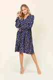 Double Take Full Size Printed Ruffle Hem Long Sleeve Tiered Dress - Trendsi - Flyclothing LLC