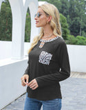 Cutout Leopard Round Neck Long Sleeve T-Shirt - Trendsi - Flyclothing LLC