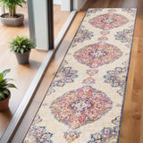 6' Runner Blue and Beige Medallion Area Rug - Homeroots - Flyclothing LLC