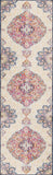 8' Runner Blue and Beige Medallion Runner Rug - Homeroots