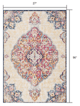 8' Runner Blue and Beige Medallion Runner Rug - Homeroots - Flyclothing LLC