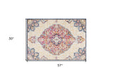 3' X 5' Blue and Beige Medallion Area Rug - Homeroots