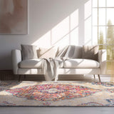 5' X 7' Blue and Beige Medallion Area Rug - Homeroots - Flyclothing LLC