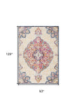 8' X 10' Blue and Beige Medallion Area Rug - Homeroots