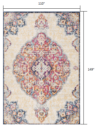 9' X 13' Cream Decorative Medallion Area Rug - Homeroots - Flyclothing LLC