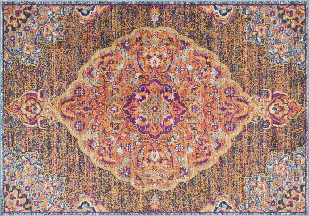 2' X 4' Rustic Orange Medallion Area Rug - Homeroots - Flyclothing LLC