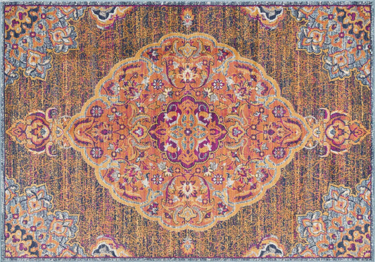 2' X 4' Rustic Orange Medallion Area Rug - Homeroots - Flyclothing LLC