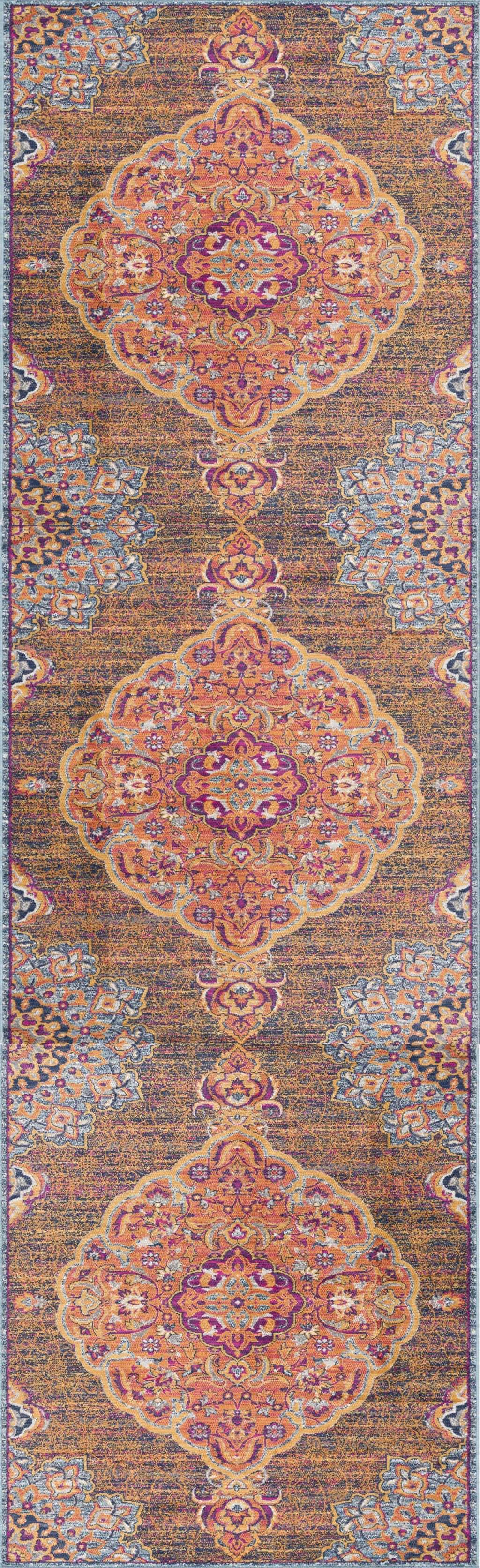 2' X 6' Rustic Orange Medallion Area Rug - Homeroots - Flyclothing LLC