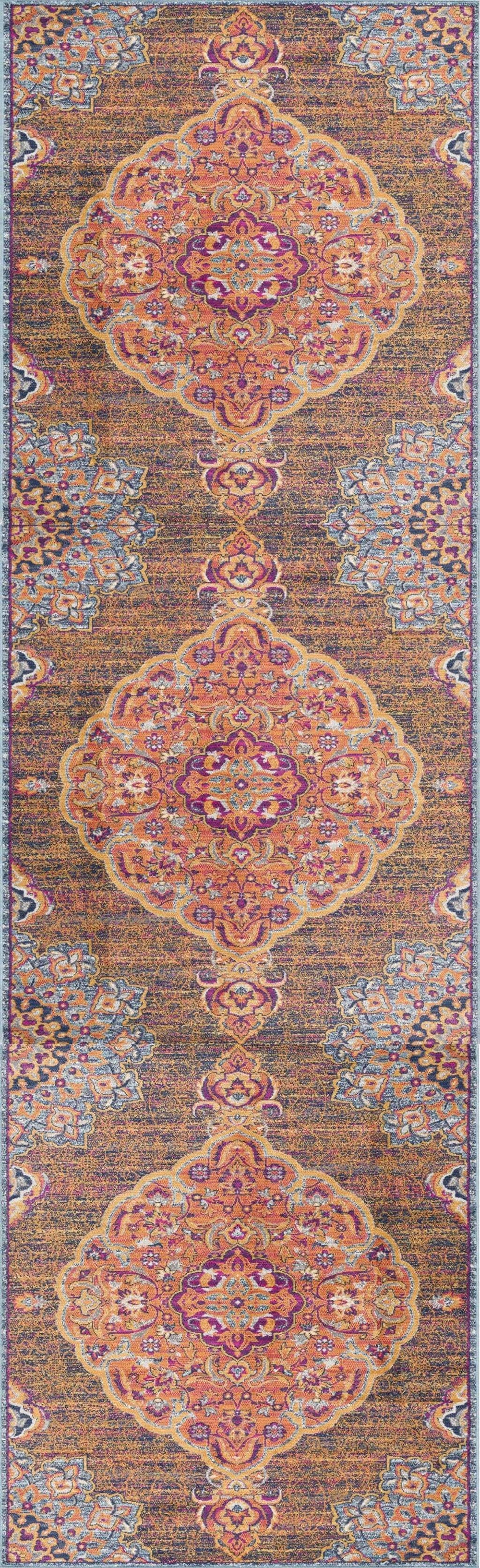 2' X 6' Rustic Orange Medallion Area Rug - Homeroots - Flyclothing LLC
