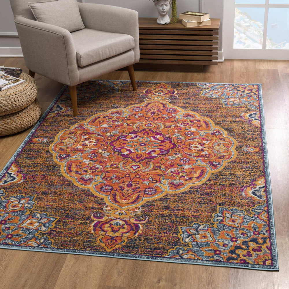 4' X 6' Rustic Orange Medallion Area Rug - Homeroots - Flyclothing LLC
