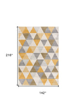 12' X 18' Yellow Geometric Washable Non Skid Area Rug - Homeroots - Flyclothing LLC
