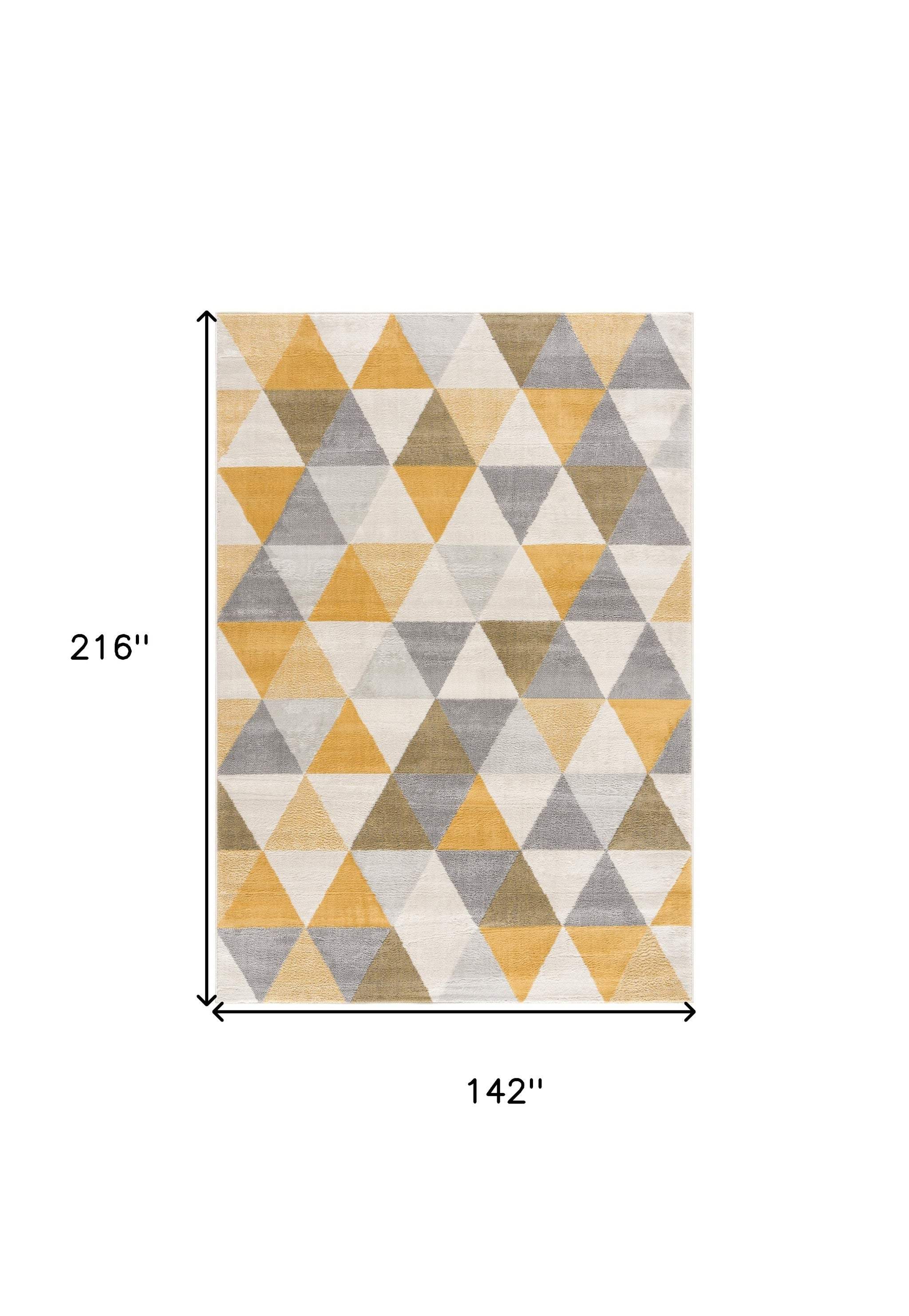 12' X 18' Yellow Geometric Washable Non Skid Area Rug - Homeroots - Flyclothing LLC