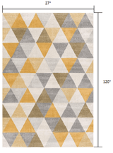 10' Runner Yellow and Ivory Geometric Runner Rug - Homeroots - Flyclothing LLC