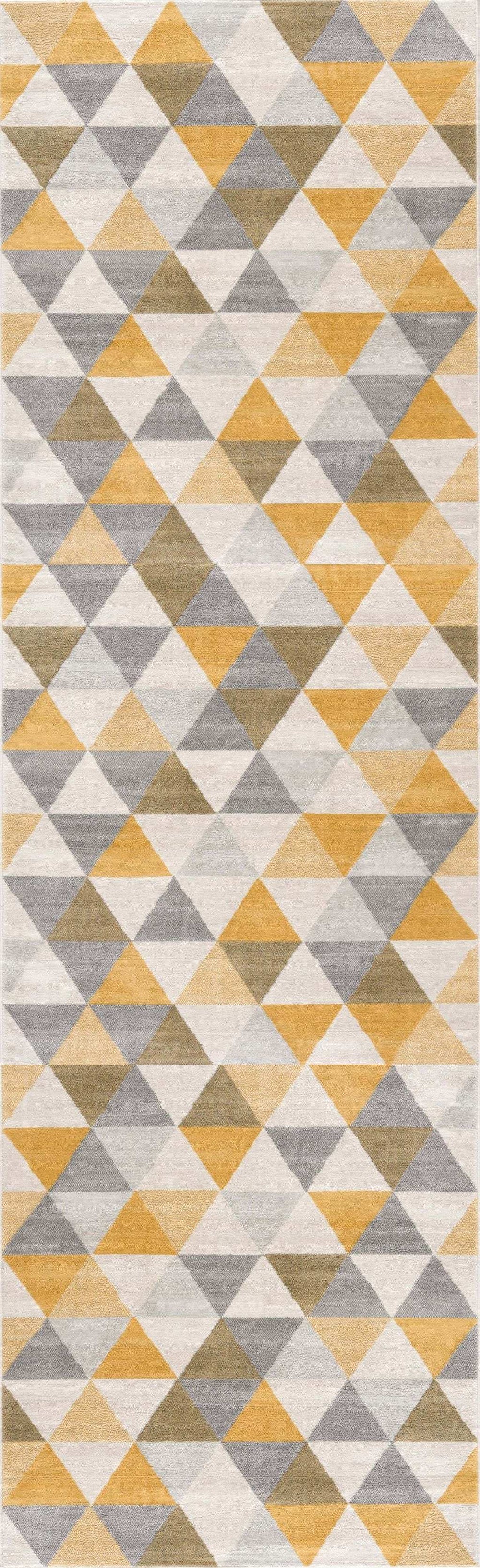 13' Runner Yellow and Ivory Geometric Runner Rug - Homeroots - Flyclothing LLC