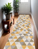 20' Runner Yellow and Ivory Geometric Runner Rug - Homeroots