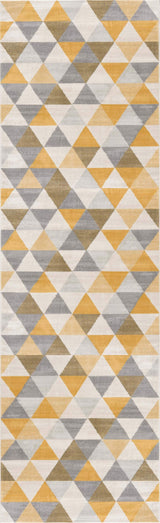 20' Runner Yellow and Ivory Geometric Runner Rug - Homeroots - Flyclothing LLC