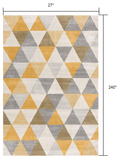20' Runner Yellow and Ivory Geometric Runner Rug - Homeroots