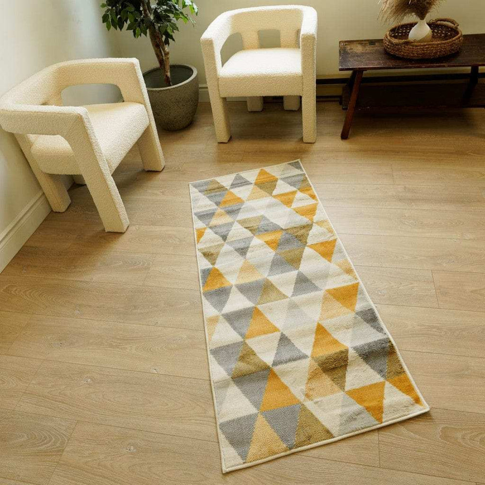2' X 4' Yellow and Ivory Geometric Area Rug - Homeroots - Flyclothing LLC