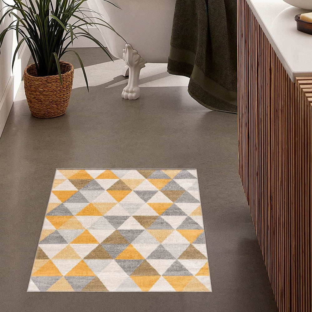 2' X 4' Yellow and Ivory Geometric Area Rug - Homeroots - Flyclothing LLC