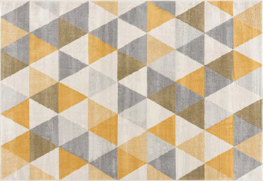 2' X 5' Yellow and Ivory Geometric Area Rug - Homeroots - Flyclothing LLC