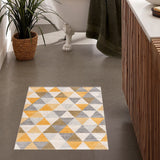 2' X 5' Yellow and Ivory Geometric Area Rug - Homeroots