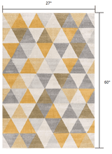 2' X 5' Yellow and Ivory Geometric Area Rug - Homeroots - Flyclothing LLC