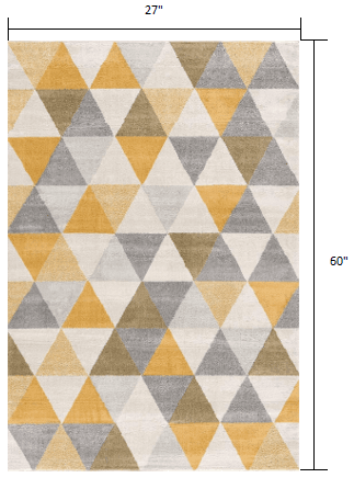 2' X 5' Yellow and Ivory Geometric Area Rug - Homeroots - Flyclothing LLC