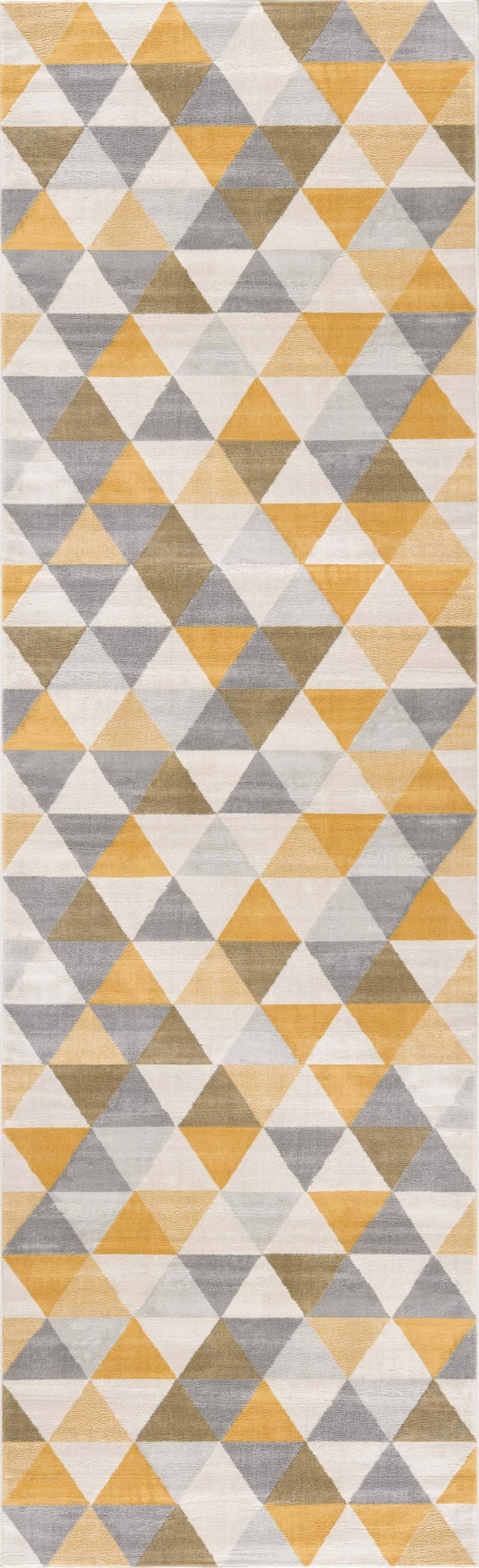 6' Runner Yellow and Ivory Geometric Runner Rug - Homeroots - Flyclothing LLC