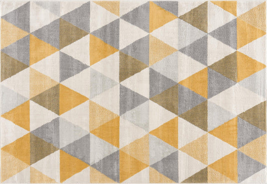 3' X 5' Yellow and Ivory Geometric Area Rug