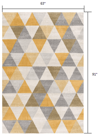 5' X 7' Yellow and Ivory Geometric Area Rug - Homeroots - Flyclothing LLC