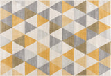 6' X 9' Yellow and Ivory Geometric Area Rug - Homeroots