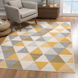 8' X 10' Yellow and Ivory Geometric Area Rug - Homeroots - Flyclothing LLC