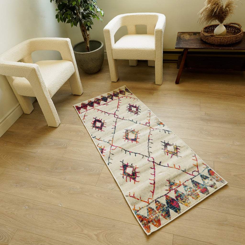 2' X 4' Cream Damask Area Rug - Homeroots - Flyclothing LLC