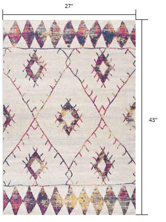 2' X 4' Cream Damask Area Rug - Homeroots - Flyclothing LLC