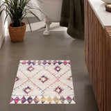 2' X 5' Cream Damask Area Rug - Homeroots