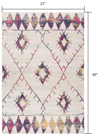 2' X 5' Cream Damask Area Rug - Homeroots - Flyclothing LLC