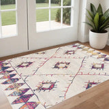 3' X 5' Cream Damask Area Rug - Homeroots