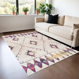 4' X 6' Cream Damask Area Rug - Homeroots